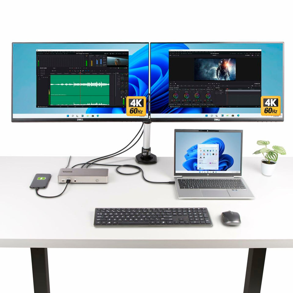 USB Hub Startech 150UE-USB4DOCKTRIPLE Grey-2