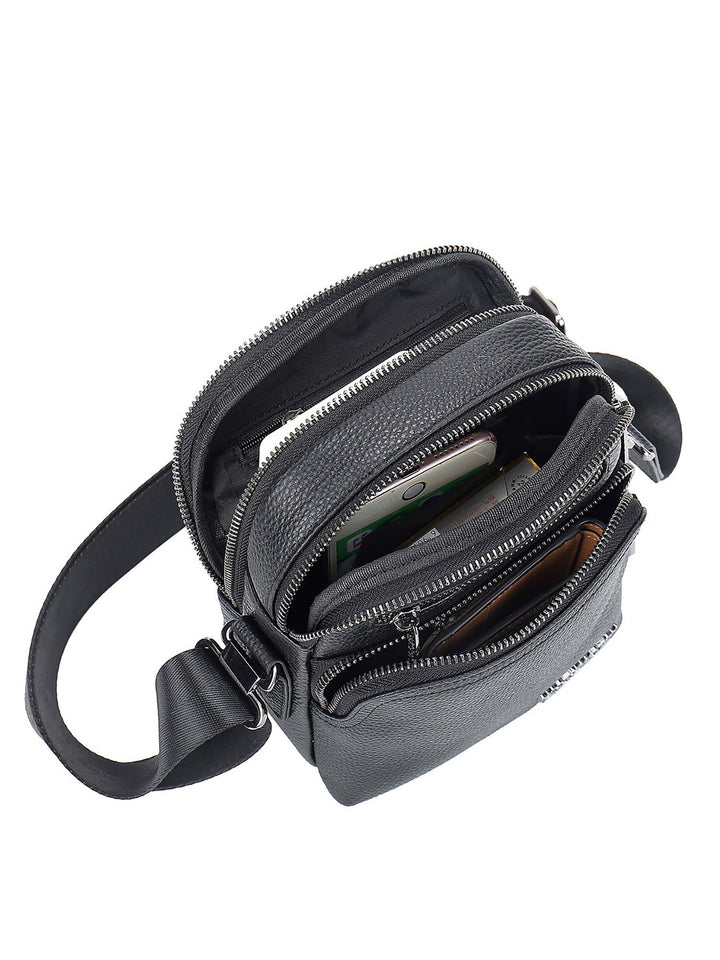 Borsa a tracolla da uomo In Vera pelle Made in Italy 21x18x9,5 cm-4