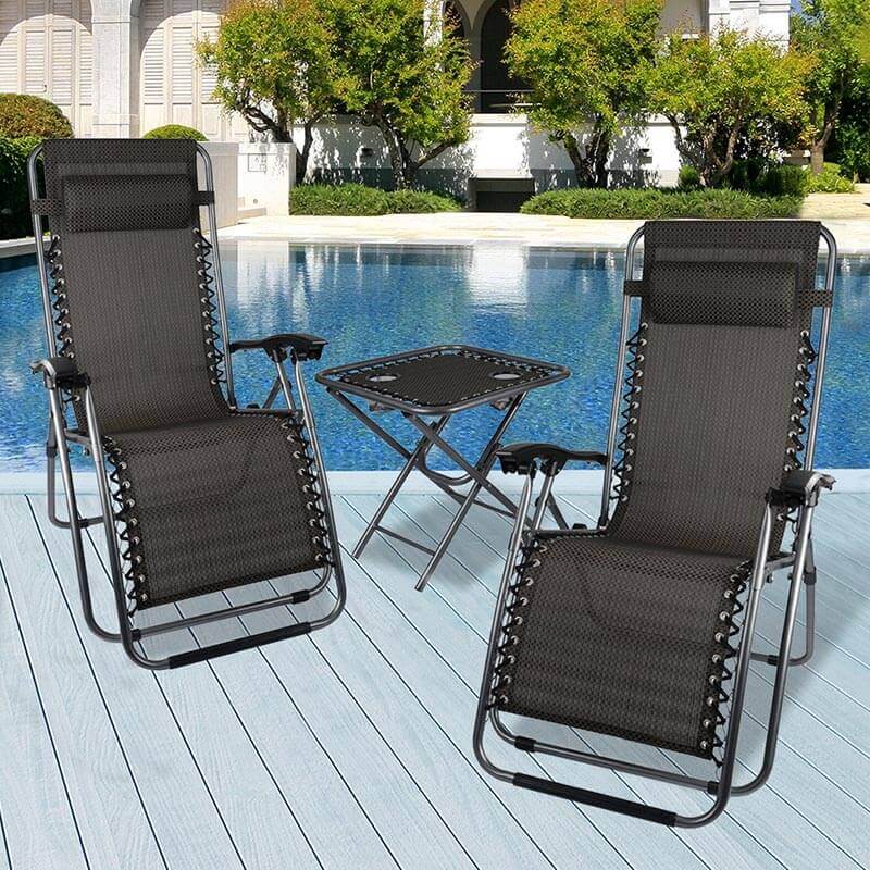 2 zero gravity garden chairs with table-1