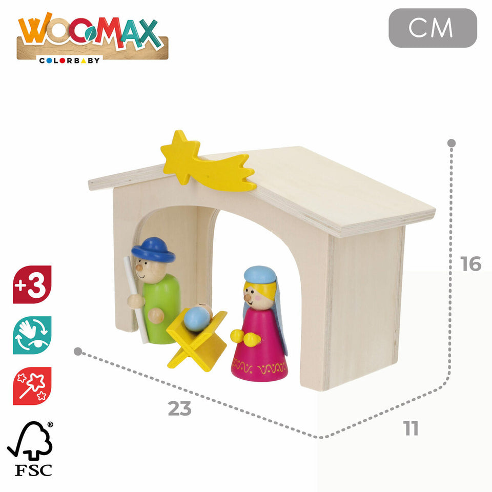Christmas nativity set Woomax Wood plywood 23 x 16 x 11 cm (4 Units)-3