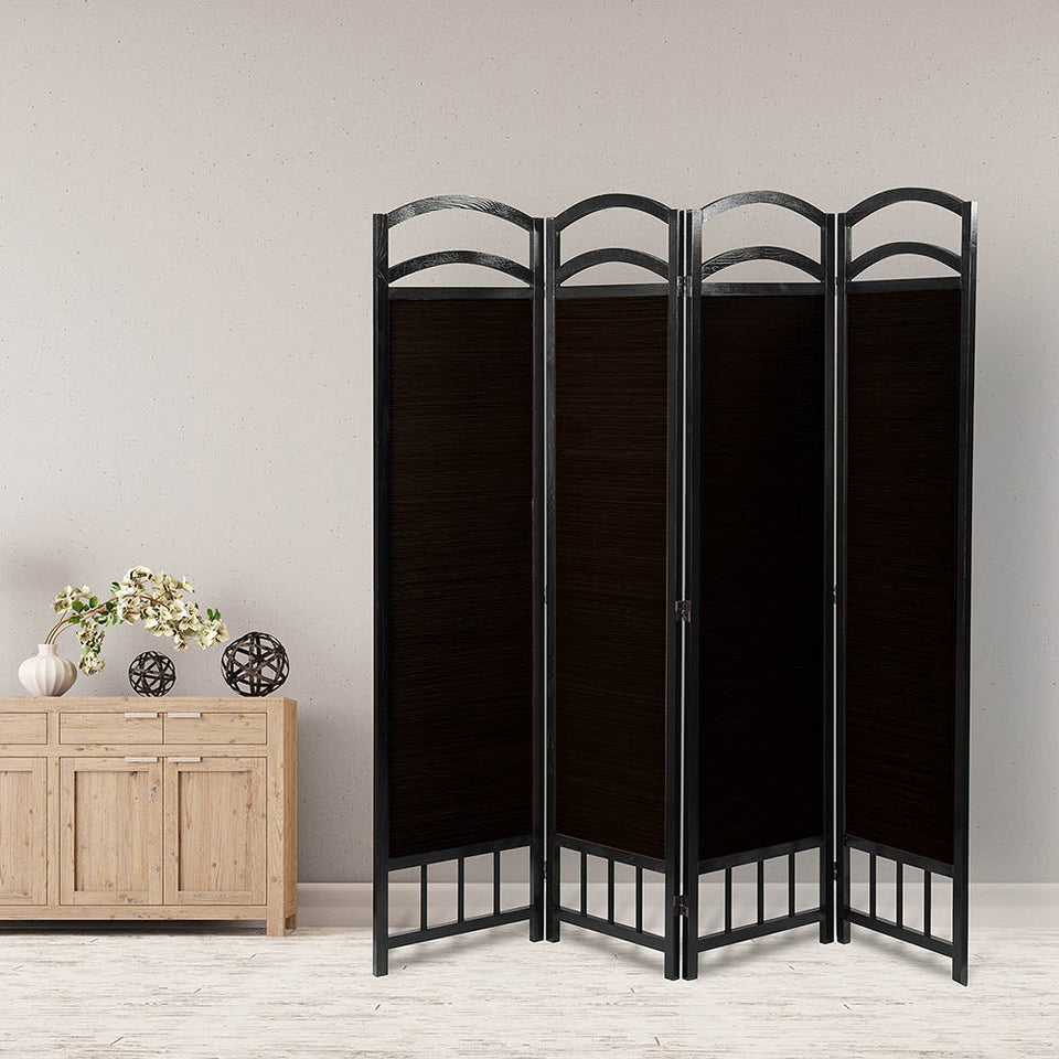 4-panel room divider screen-dark brown-2
