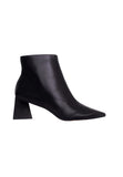 Black Sheepskin Leather Ankle Boots Mabea – Women’s Pointed-Toe Block Heel-0