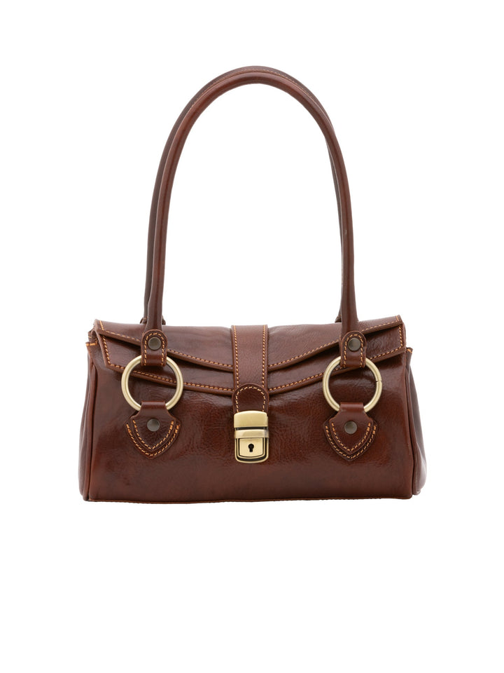 Borsa a bauletto da donna In Vera pelle Made in Italy 29x15x12 cm-0