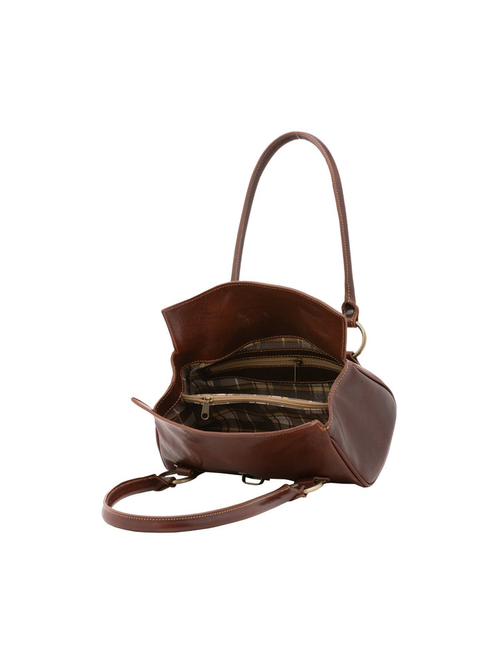 Borsa a bauletto da donna In Vera pelle Made in Italy 29x15x12 cm-4