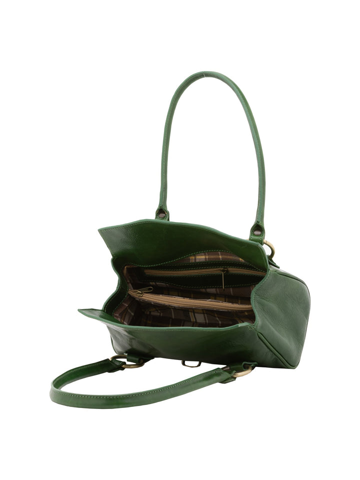 Borsa a bauletto da donna In Vera pelle Made in Italy 29x15x12 cm-4