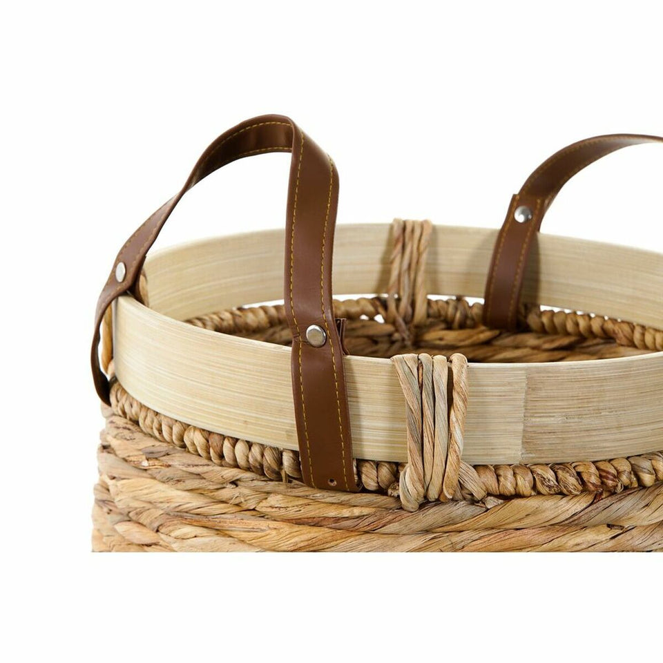 Basket set DKD Home Decor Brown Natural Bamboo Rushes Tropical 40 x 40 x 24 cm 4 Kg 3 Pieces-3