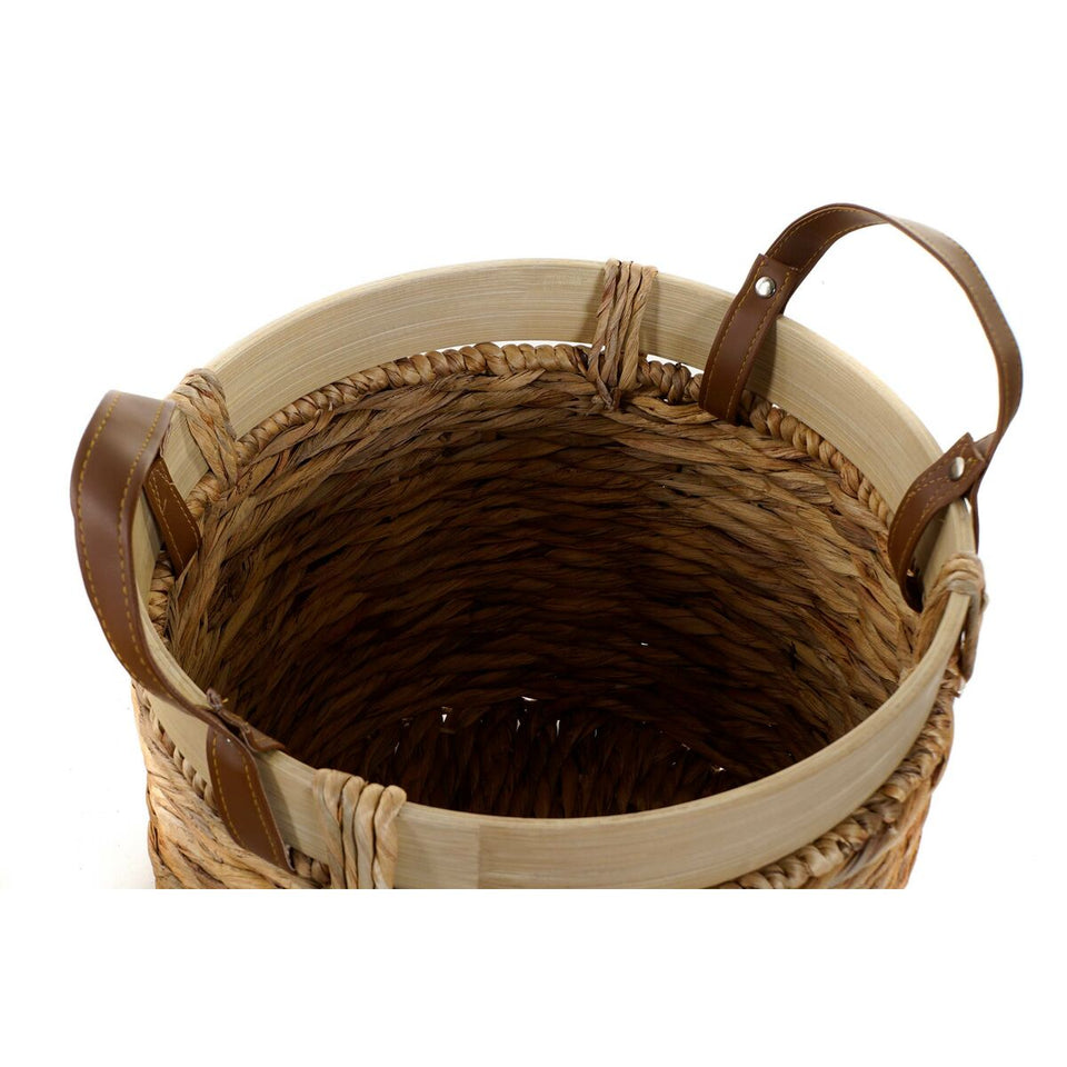 Basket set DKD Home Decor Brown Natural Bamboo Rushes Tropical 40 x 40 x 24 cm 4 Kg 3 Pieces-2