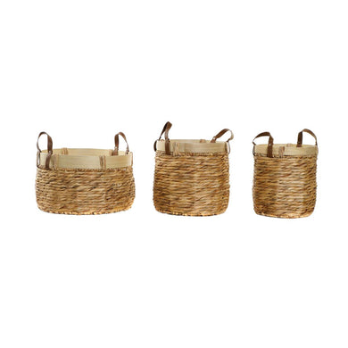 Basket set DKD Home Decor Brown Natural Bamboo Rushes Tropical 40 x 40 x 24 cm 4 Kg 3 Pieces-0
