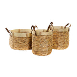 Basket set DKD Home Decor Brown Natural Bamboo Rushes Tropical 40 x 40 x 24 cm 4 Kg 3 Pieces-1