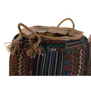 Basket DKD Home Decor Multicolour Natural Fibre Boho 41 x 41 x 40 cm 2 Pieces (2 Units)-1