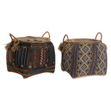 Basket DKD Home Decor Multicolour Natural Fibre Boho 41 x 41 x 40 cm 2 Pieces (2 Units)-0