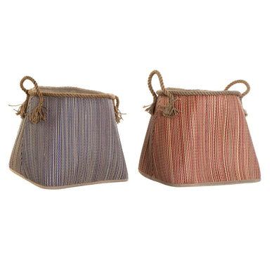 Basket DKD Home Decor Blue Red Natural Fibre 40 x 40 x 45 cm (2 Units)-0