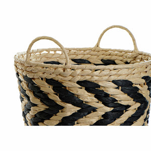 Basket set DKD Home Decor Black Light brown Natural Fibre (3 Pieces) (3 Units)-1