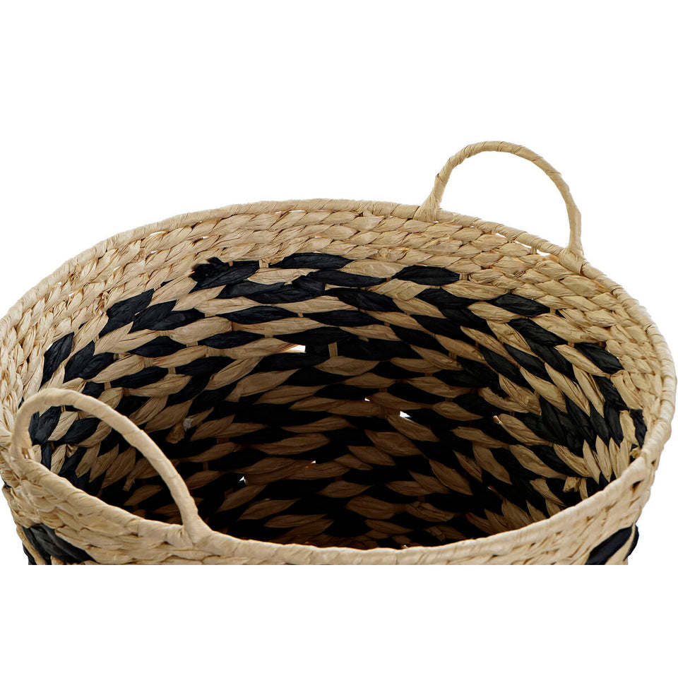 Basket set DKD Home Decor Black Light brown Natural Fibre (3 Pieces) (3 Units)-3