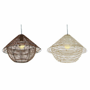 Ceiling Light DKD Home Decor White Brown Black Natural Metal Rope Plastic 50 W 220 V Urban 38 x 38 x 27 cm (2 Units)-0