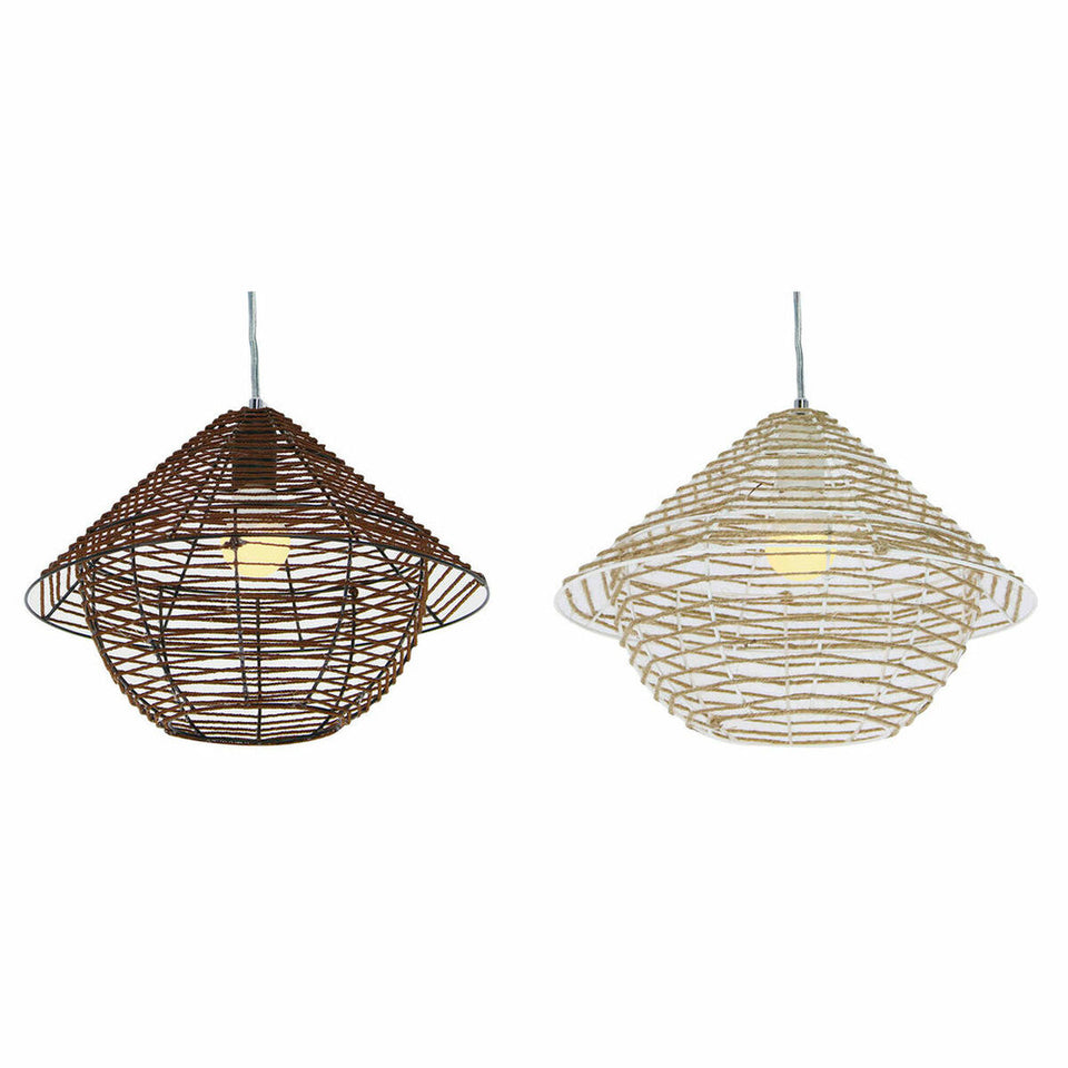 Ceiling Light DKD Home Decor White Brown Black Natural Metal Rope Plastic 50 W 220 V Urban 38 x 38 x 27 cm (2 Units)-0