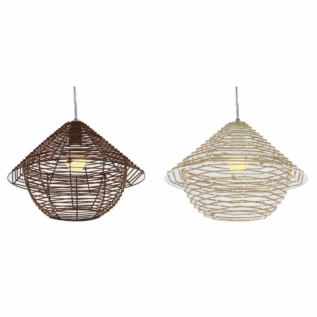 Ceiling Light DKD Home Decor White Brown Black Natural Metal Rope Plastic 50 W 220 V Urban 38 x 38 x 27 cm (2 Units)-0