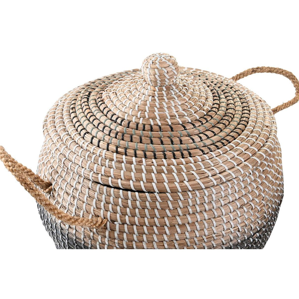 Basket set DKD Home Decor Grey Natural Bicoloured Seagrass Boho 41 x 41 x 33 cm (2 Units)-2