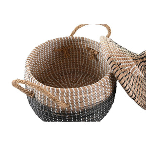 Basket set DKD Home Decor Grey Natural Bicoloured Seagrass Boho 41 x 41 x 33 cm (2 Units)-1