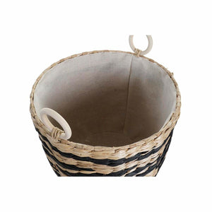 Basket set DKD Home Decor Black Natural Natural Fibre (3 Pieces) (3 Units)-1