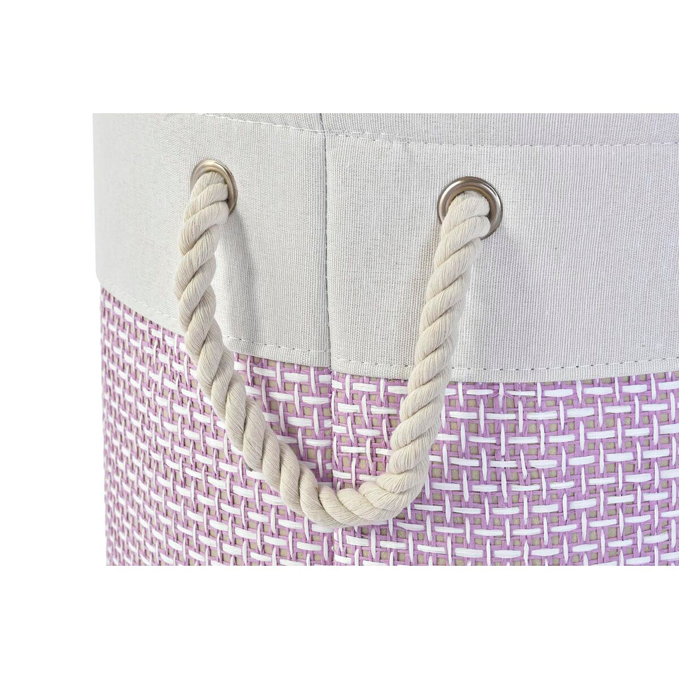 Basket set DKD Home Decor White Pink Lilac 40 x 40 x 49 cm 4 Kg 3 Pieces (2 Units)-3