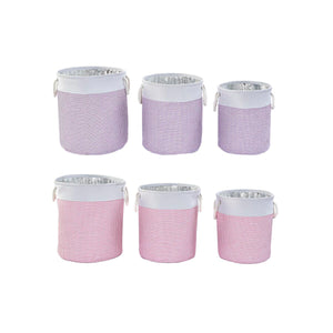 Basket set DKD Home Decor White Pink Lilac 40 x 40 x 49 cm 4 Kg 3 Pieces (2 Units)-2