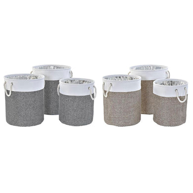 Basket set DKD Home Decor White Brown Grey 40 x 40 x 49 cm 4 Kg 3 Pieces (2 Units)-0