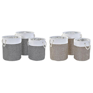 Basket set DKD Home Decor White Brown Grey 40 x 40 x 49 cm 4 Kg 3 Pieces (2 Units)-0