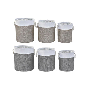 Basket set DKD Home Decor White Brown Grey 40 x 40 x 49 cm 4 Kg 3 Pieces (2 Units)-2