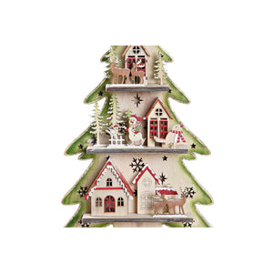 Christmas Tree DKD Home Decor Red Tree Blue Pink Wood Green (23 x 9 x 47 cm) (2 Units)-3