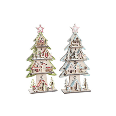 Christmas Tree DKD Home Decor Red Tree Blue Pink Wood Green (23 x 9 x 47 cm) (2 Units)-0