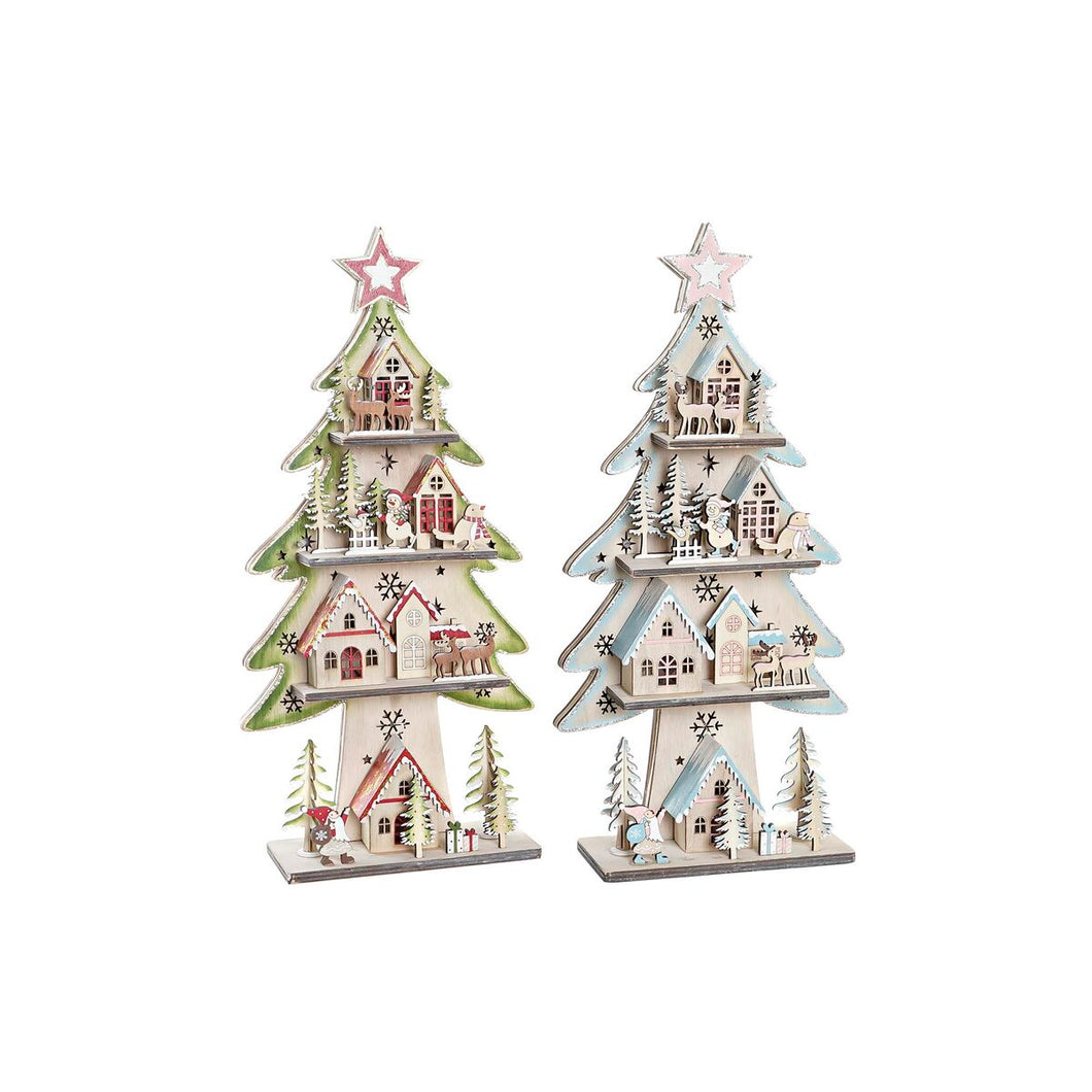 Christmas Tree DKD Home Decor Red Tree Blue Pink Wood Green (23 x 9 x 47 cm) (2 Units)-0