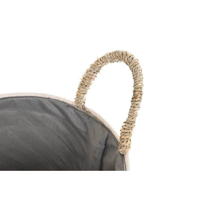 Basket set DKD Home Decor Natural Fibre Pompoms 40 x 40 x 35 cm 41 x 37 x 36 cm-2