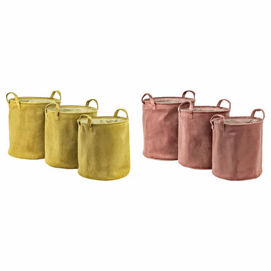 Basket set DKD Home Decor Mustard Terracotta 38 x 38 x 40 cm 3 Pieces (2 Units)-0