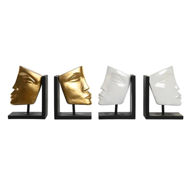 Bookend DKD Home Decor White Golden Resin Modern Face 30,5 x 10 x 22 cm (2 Units)-0