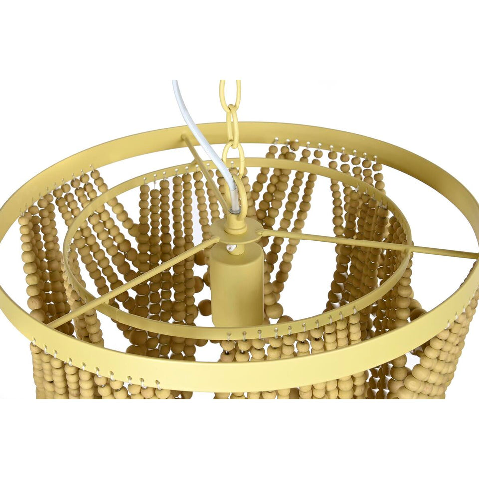 Ceiling Light DKD Home Decor Metal Brown Yellow 50 W MDF Wood (35 x 35 x 95 cm)-2