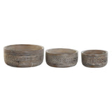 Centerpiece DKD Home Decor White Natural Mango wood 30,5 x 30,5 x 12,7 cm (3 Pieces)-0