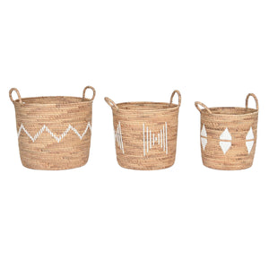 Basket set DKD Home Decor White Natural Rope Seagrass (3 Pieces)-0