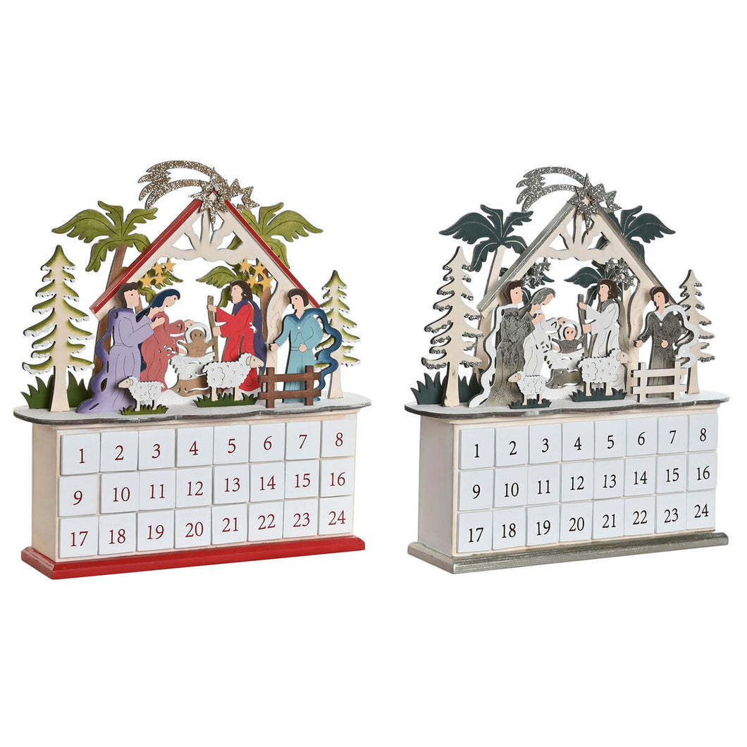 Advent Calendar DKD Home Decor Wood 34 x 8,5 x 36,5 cm (2 Units)-0