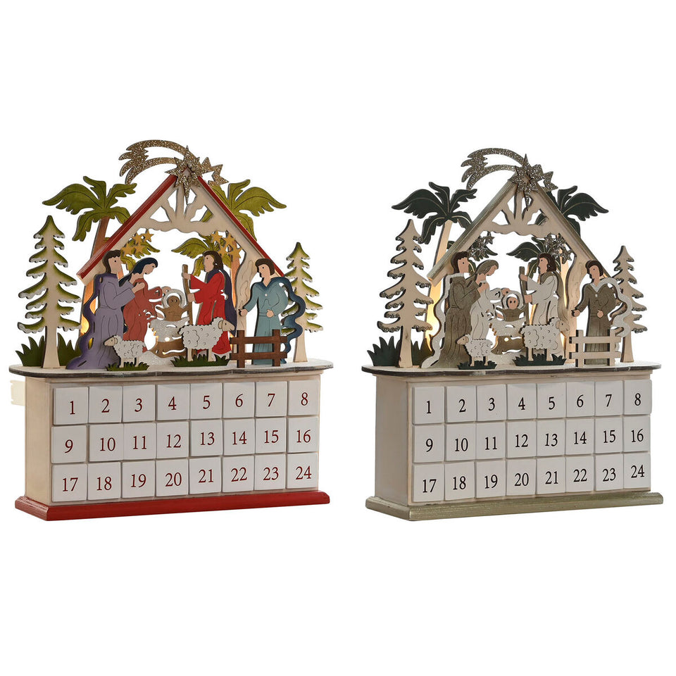 Advent Calendar DKD Home Decor Wood 34 x 8,5 x 36,5 cm (2 Units)-2
