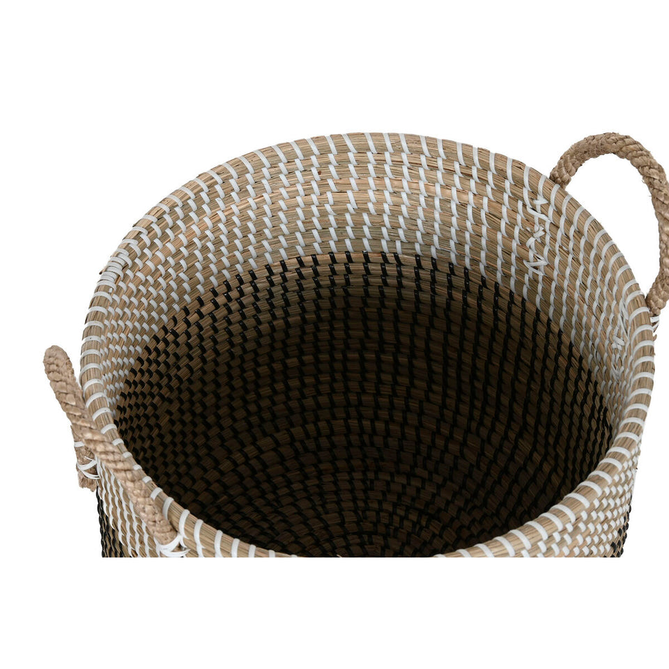 Basket set Home ESPRIT White Black Natural (2 Pieces)-2