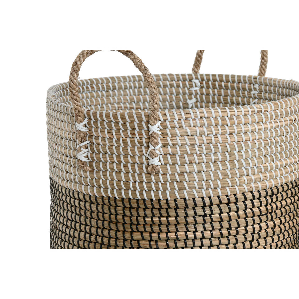Basket set Home ESPRIT White Black Natural (2 Pieces)-1