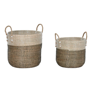 Basket set Home ESPRIT White Black Natural (2 Pieces)-0
