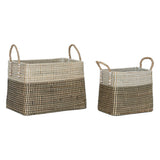 Basket set Home ESPRIT White Black Natural Seagrass Boho 44 x 25 x 38 cm 2 Pieces-0