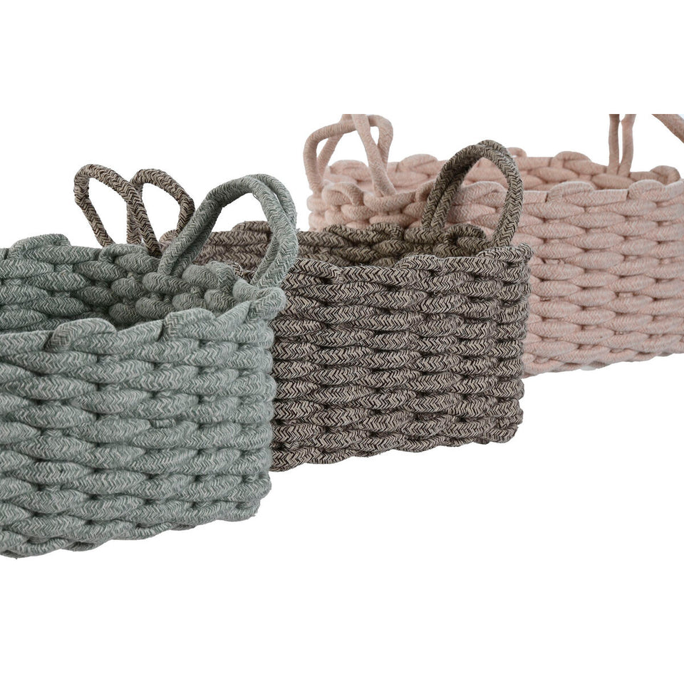 Basket set Home ESPRIT Rope 28 x 28 x 18 cm-3