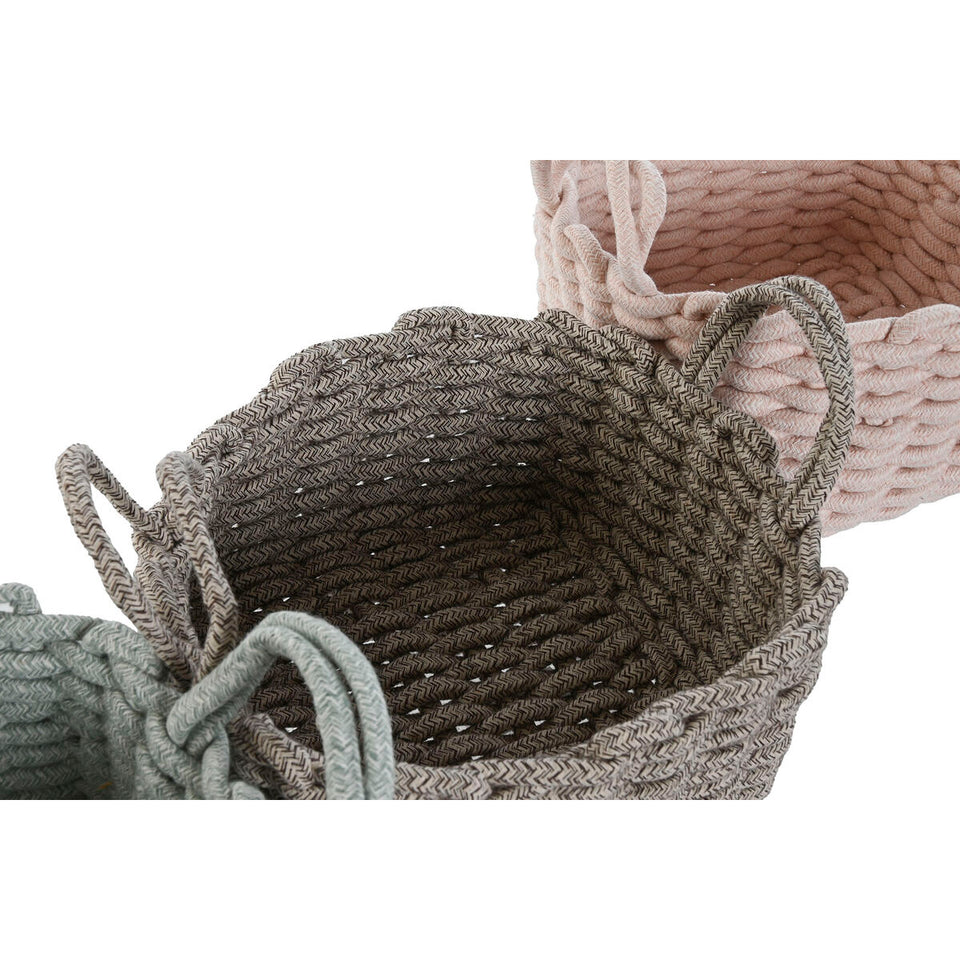 Basket set Home ESPRIT Rope 28 x 28 x 18 cm-2