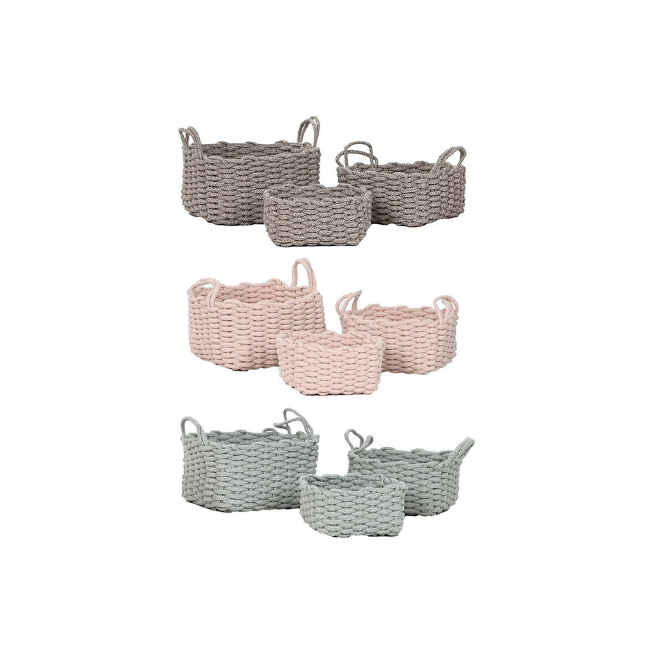 Basket set Home ESPRIT Rope 28 x 28 x 18 cm-1