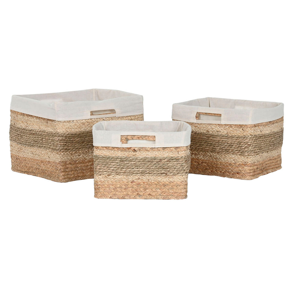 Basket set Home ESPRIT Natural Seagrass Tropical 40 x 33 x 28 cm 3 Pieces-2