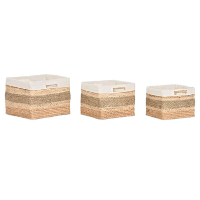 Basket set Home ESPRIT Natural Seagrass Tropical 40 x 33 x 28 cm 3 Pieces-0