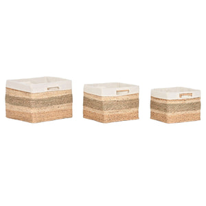 Basket set Home ESPRIT Natural Seagrass Tropical 40 x 33 x 28 cm 3 Pieces-0